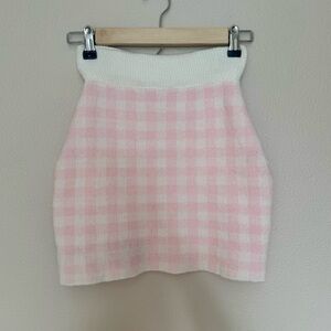 Pink and White Checkered Skirt